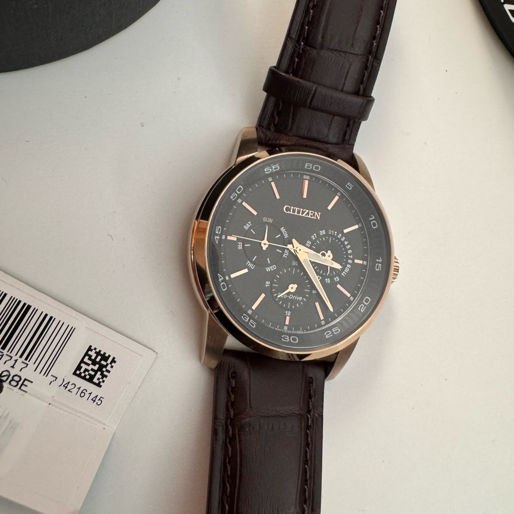 SOLD CITIZEN Men’s Dress Eco-Drive Black Brown Leather Strap Watch